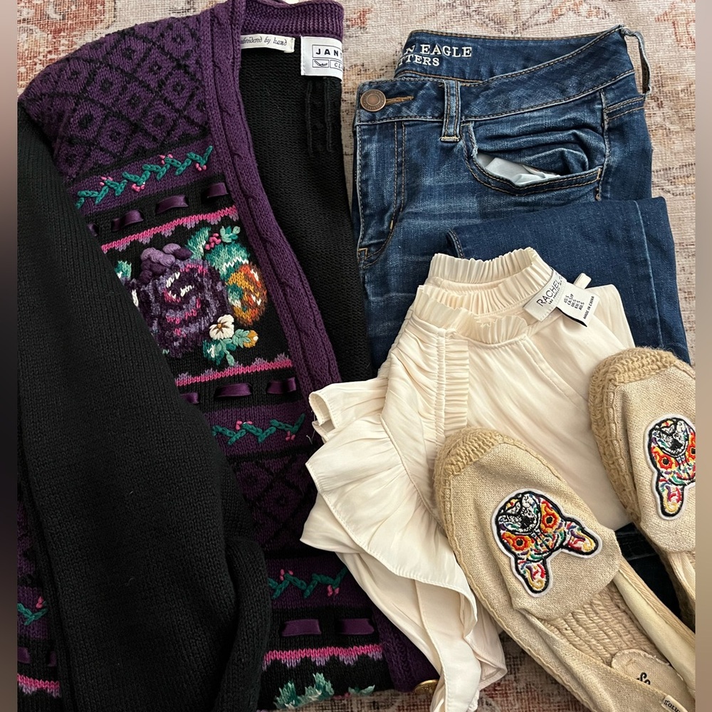 Vintage Jantzen hand embroidered button down cardigan.